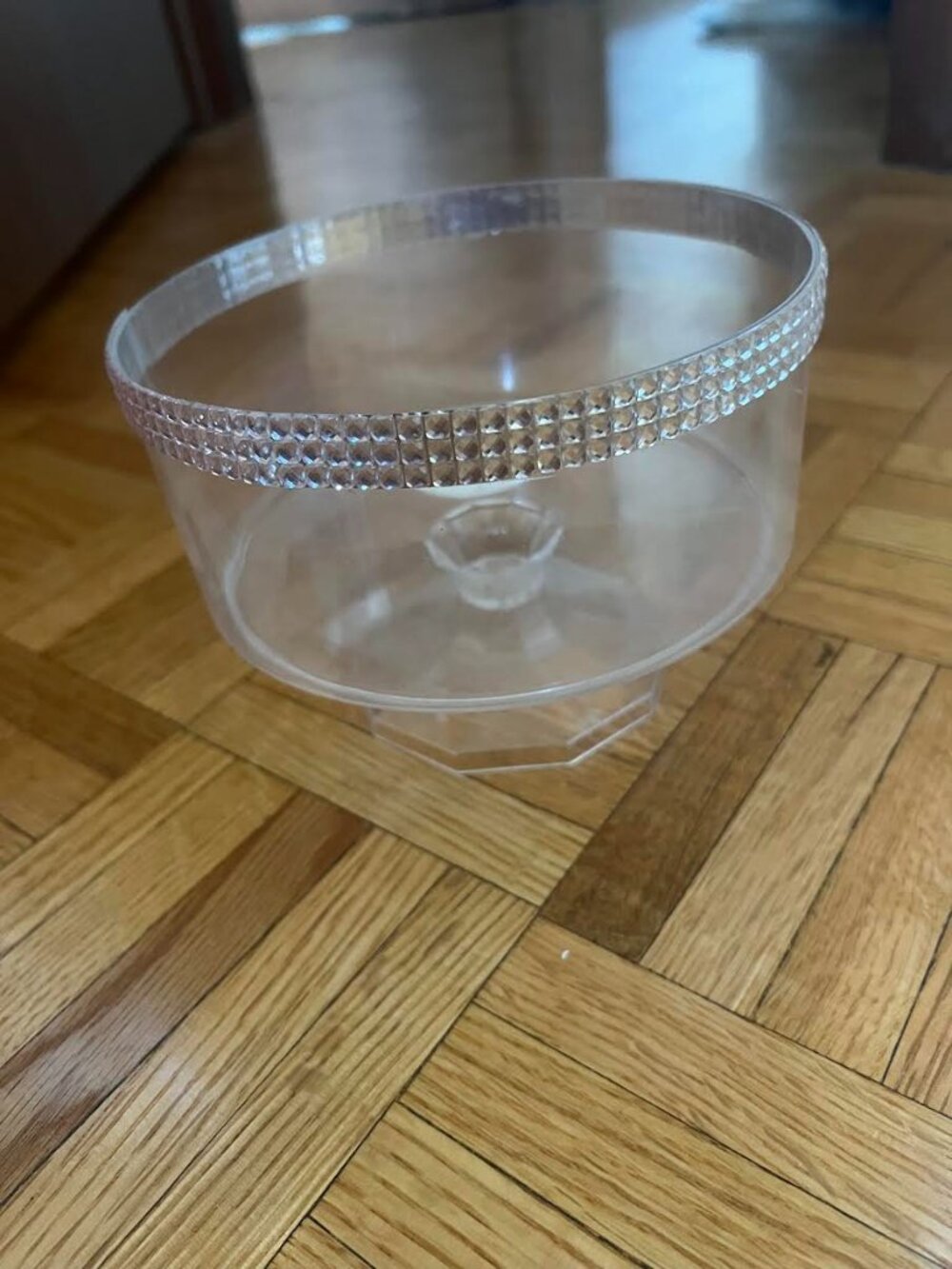 Plastic Candy Dish With Pink Gem Design